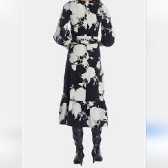 Karl Lagerfeld Women's Floral-Print Belted Dress,size 4 - Picture 5 of 10